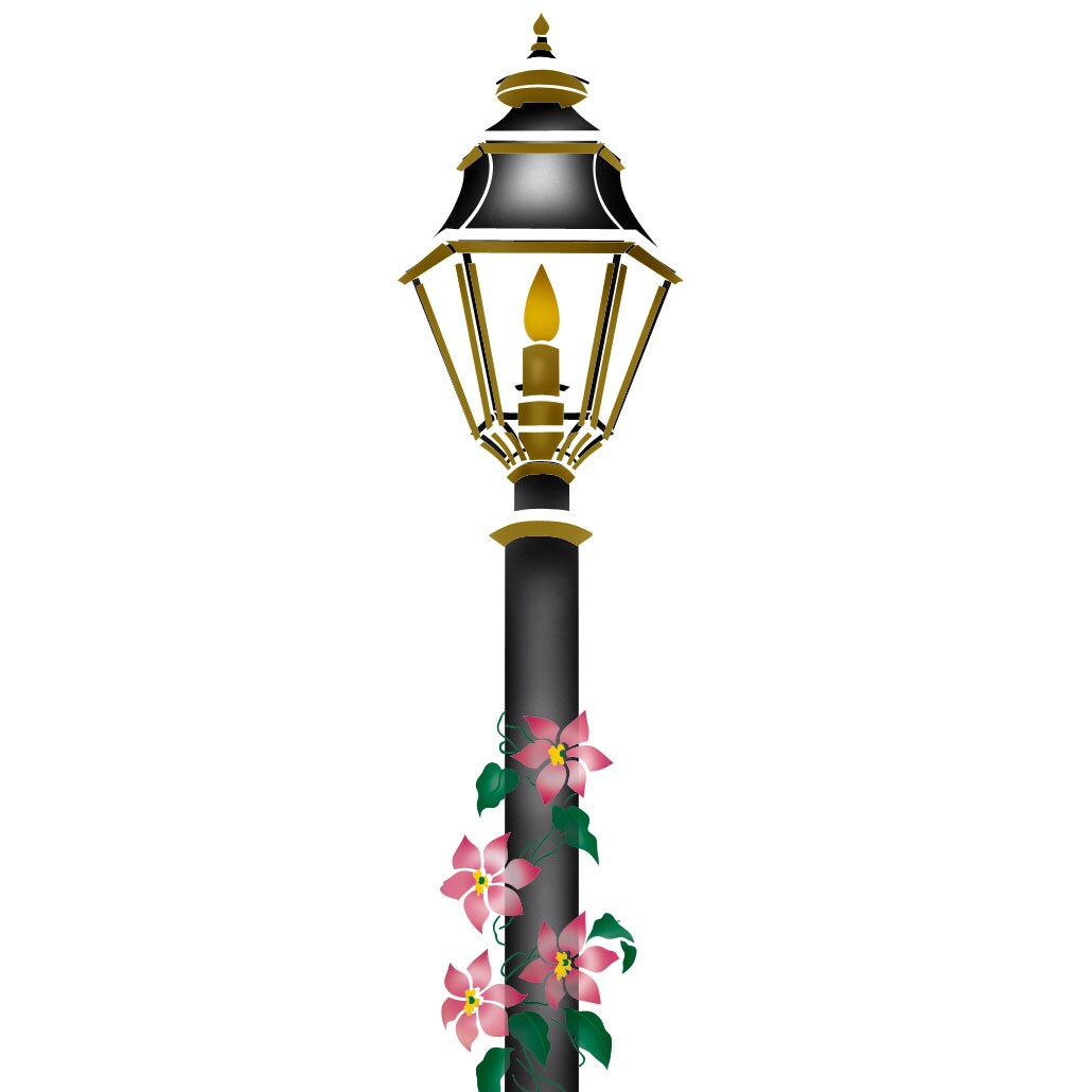 Small Lamp Post Wall Stencil | 2430 by Designer Stencils | Pattern Stencils | Reusable Stencils for Painting | Safe &#x26; Reusable Template for Wall Decor | Try This Stencil Instead of a Wallpaper | Easy to Use &#x26; Clean Art Stencil Pattern