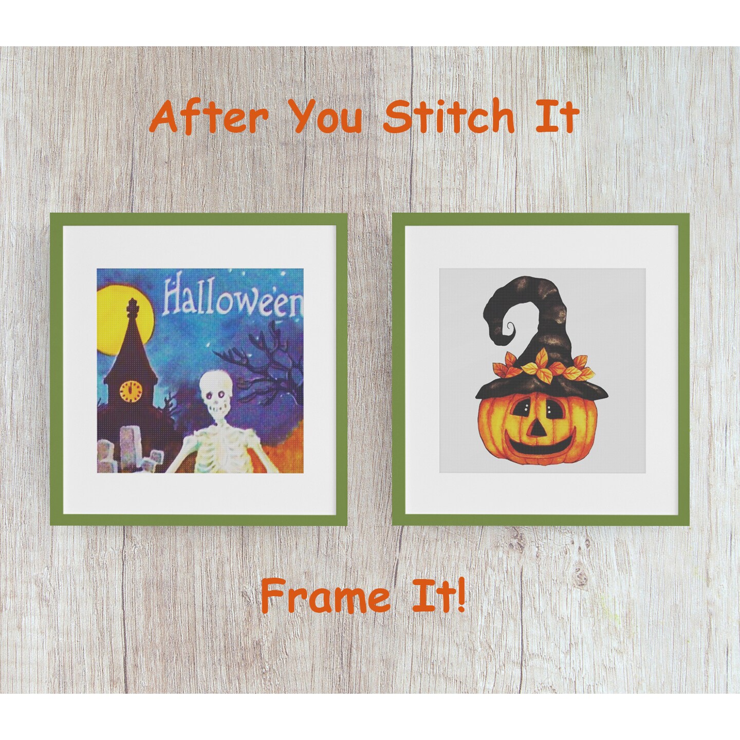 Halloween Skeleton Full Moon Detail Counted Cross Stitch Pattern