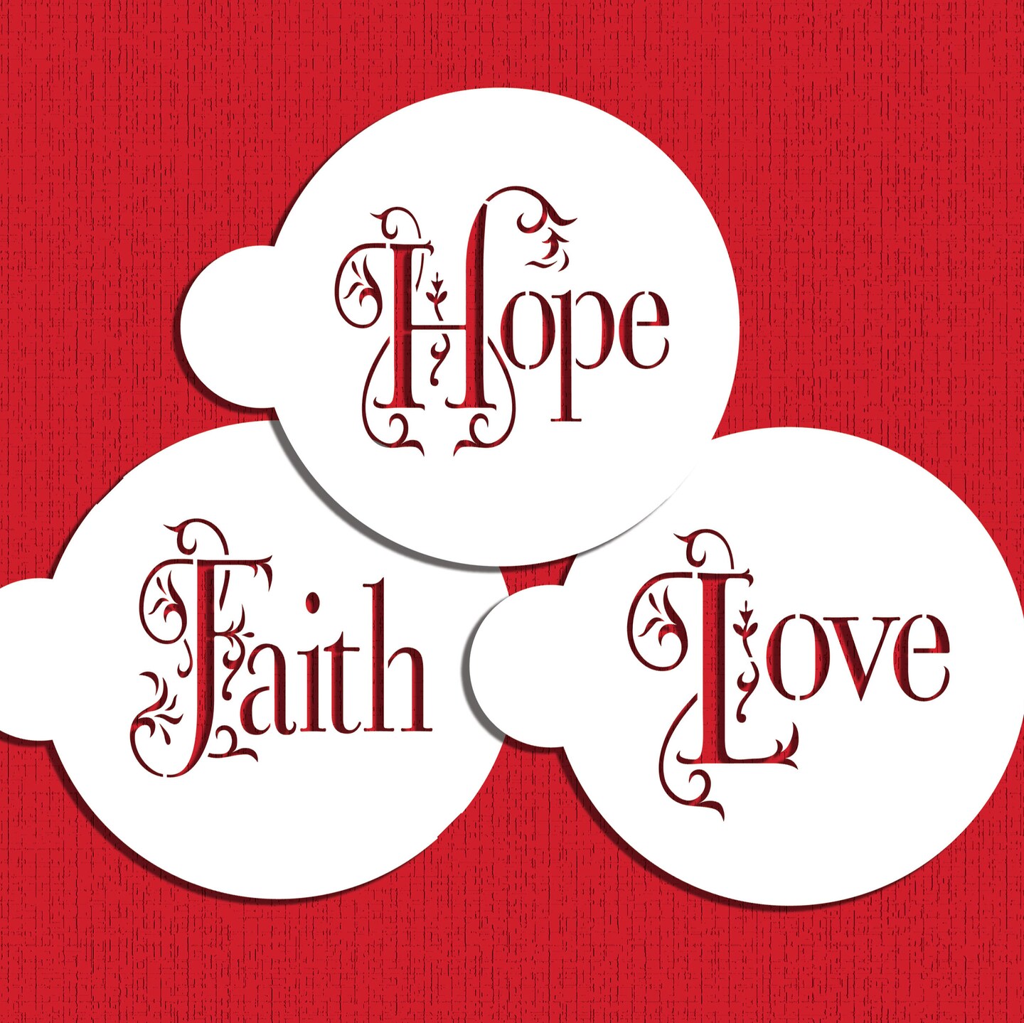 Hope, Faith and Love Cookie Stencil Set | C1010 by Designer Stencils | Baking Stencils for Royal Icing, Airbrush, Dusting Powder |