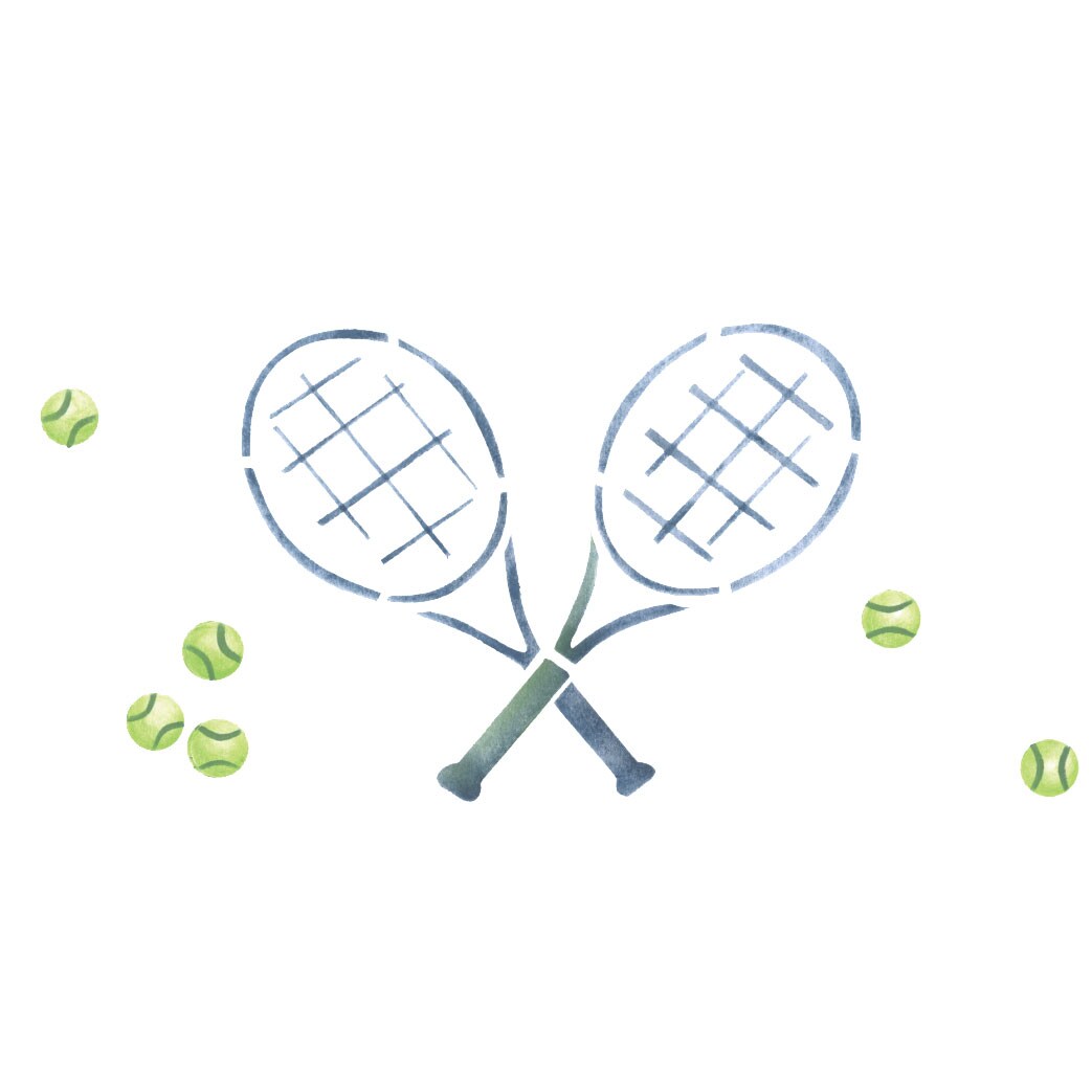 Tennis Wall Stencil | 1091 by Designer Stencils | Outdoor Stencils | Reusable Art Craft Stencils for Painting on Walls, Canvas, Wood | Reusable Plastic Paint Stencil for Home Makeover | Easy to Use &#x26; Clean Art Stencil
