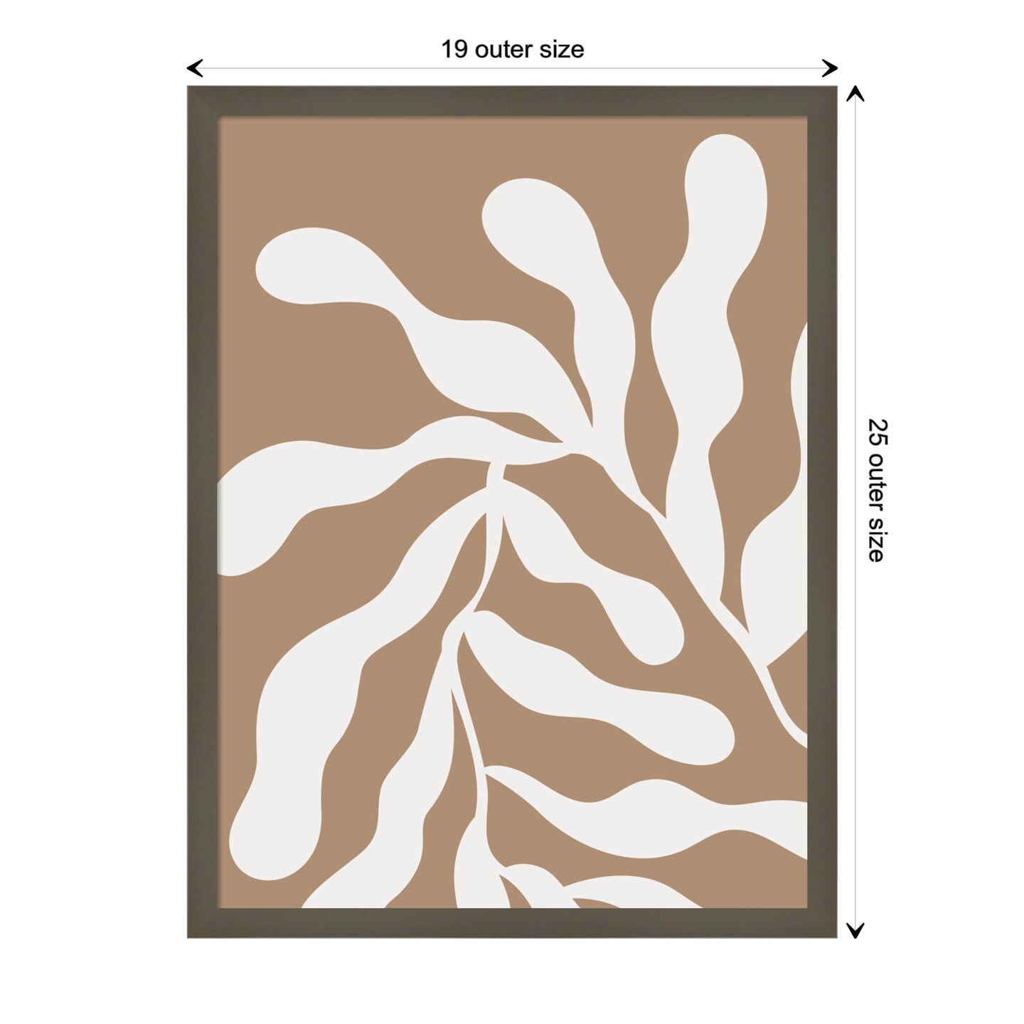 Retro Matisse Inspired Abstract Botanical 1 Beige by The Creative Bunch Studio Wood Framed Wall Art Print