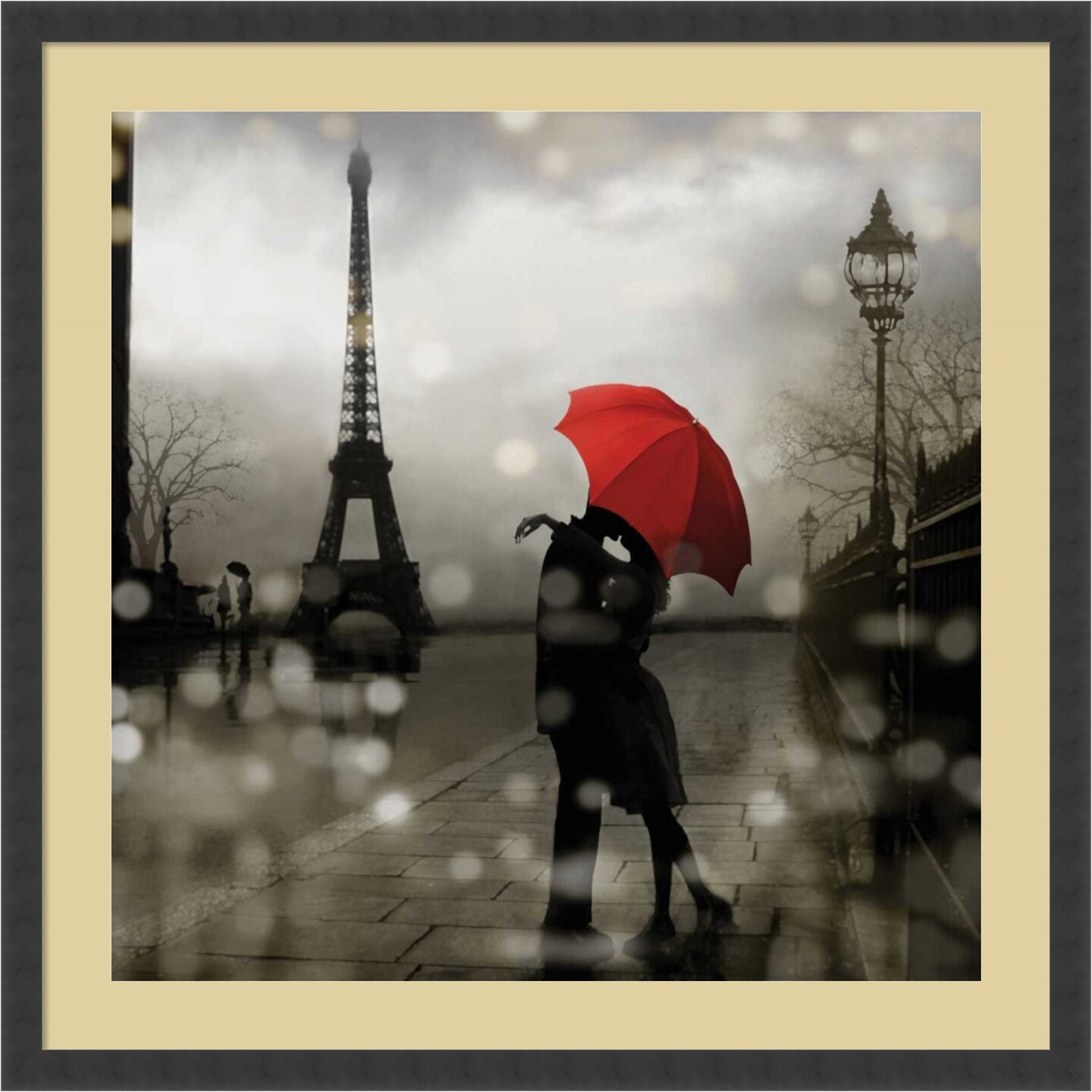Paris Romance by Kate Carrigan Wood Framed Wall Art Print 34 in. W x 34 in. H
