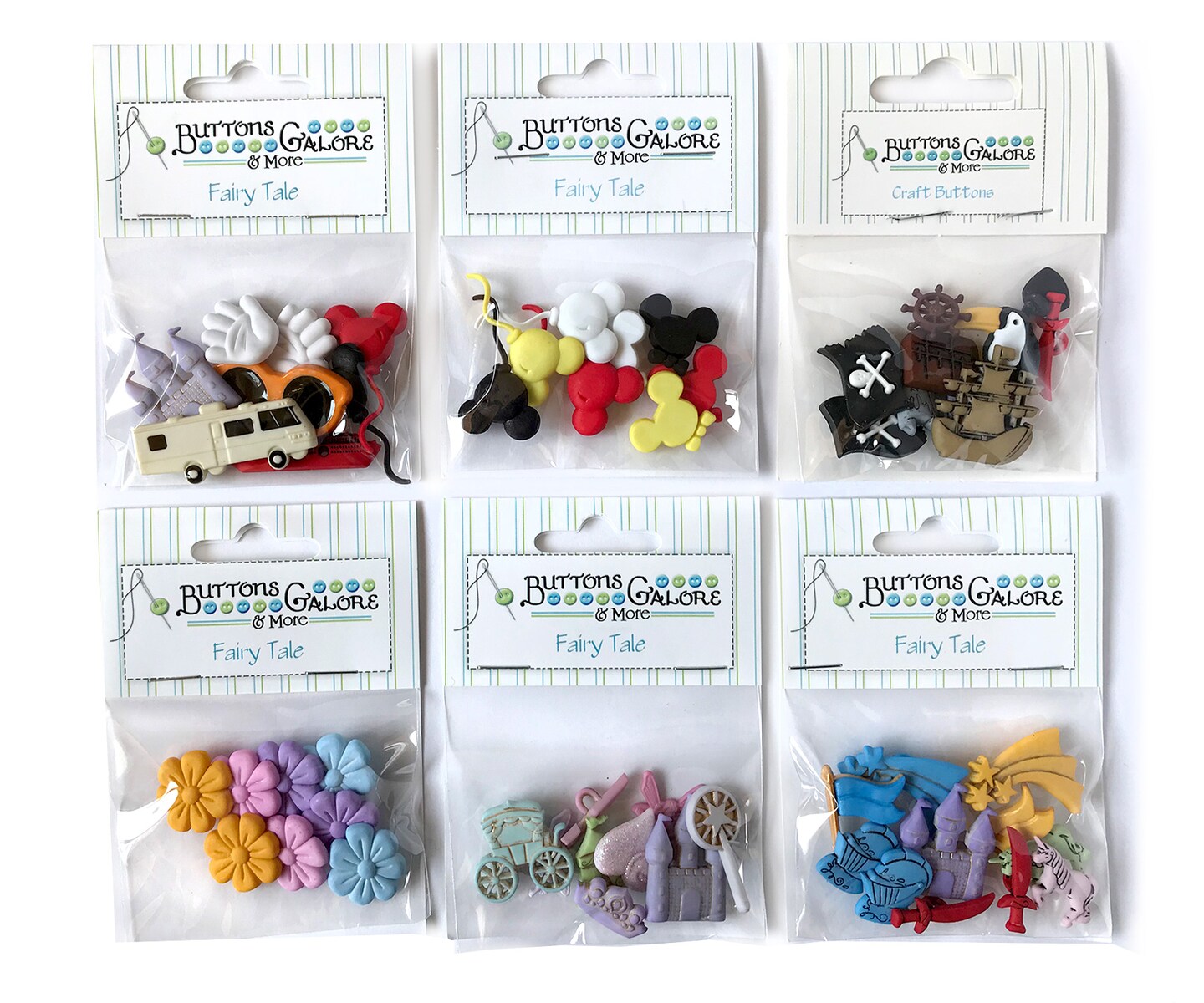 Buttons Galore 50+ Assorted Fairytale Buttons for Sewing &#x26; Crafts - 6 Button Pack