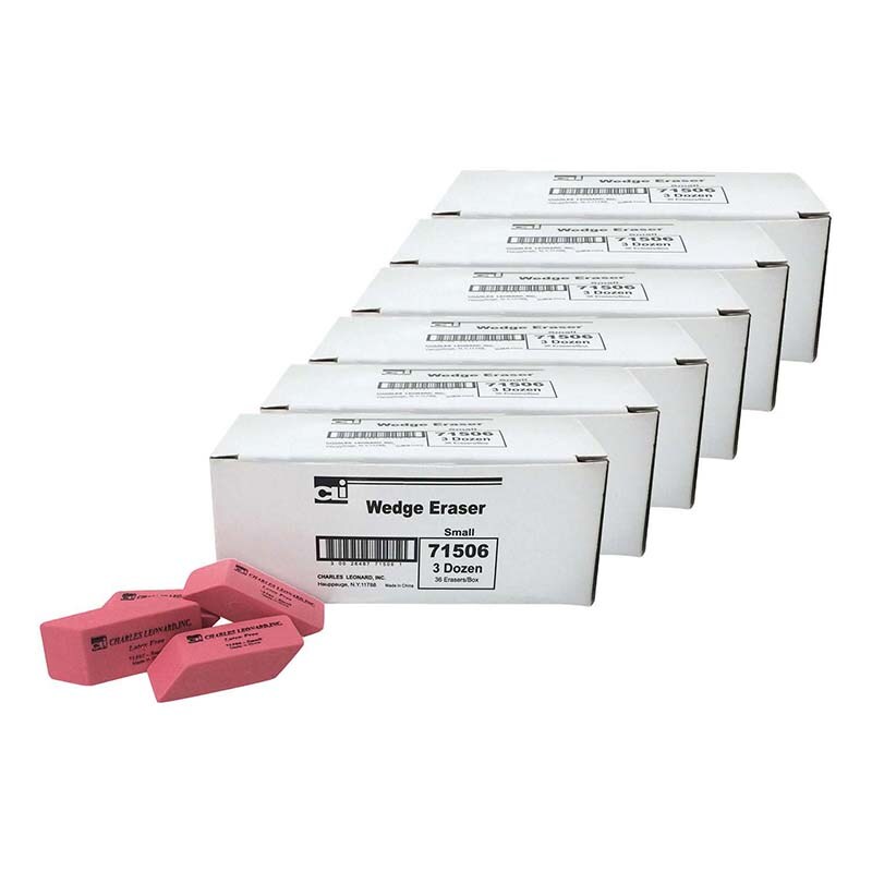 Eraser, Synthetic, Latex Free, Wedge Shape, Pink, Small, 36 Per Box, 6