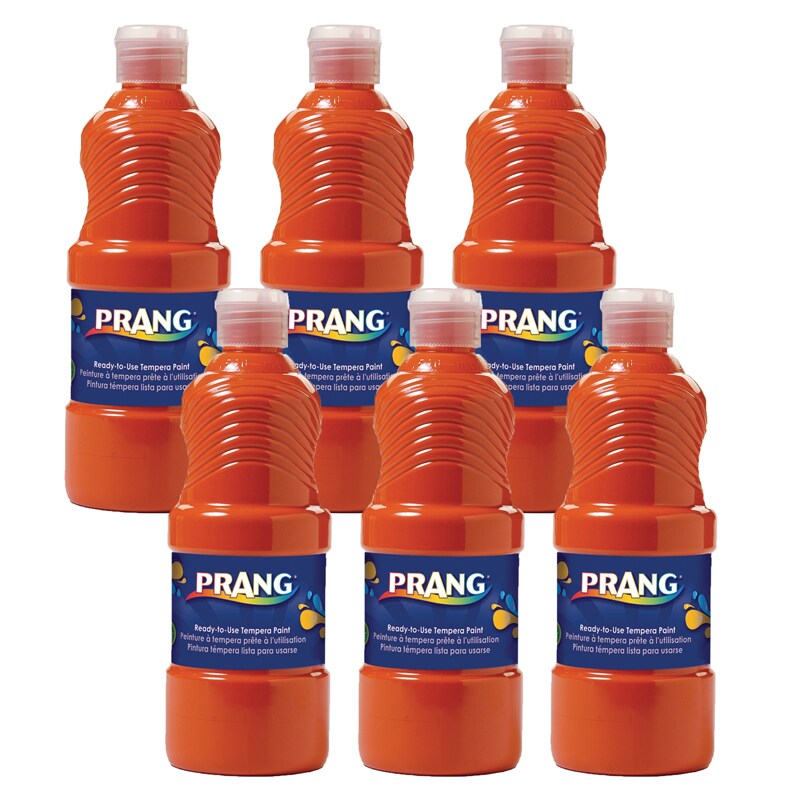 ReadytoUse Tempera Paint, Orange, 16 oz, Pack of 6 Stencils & Forms