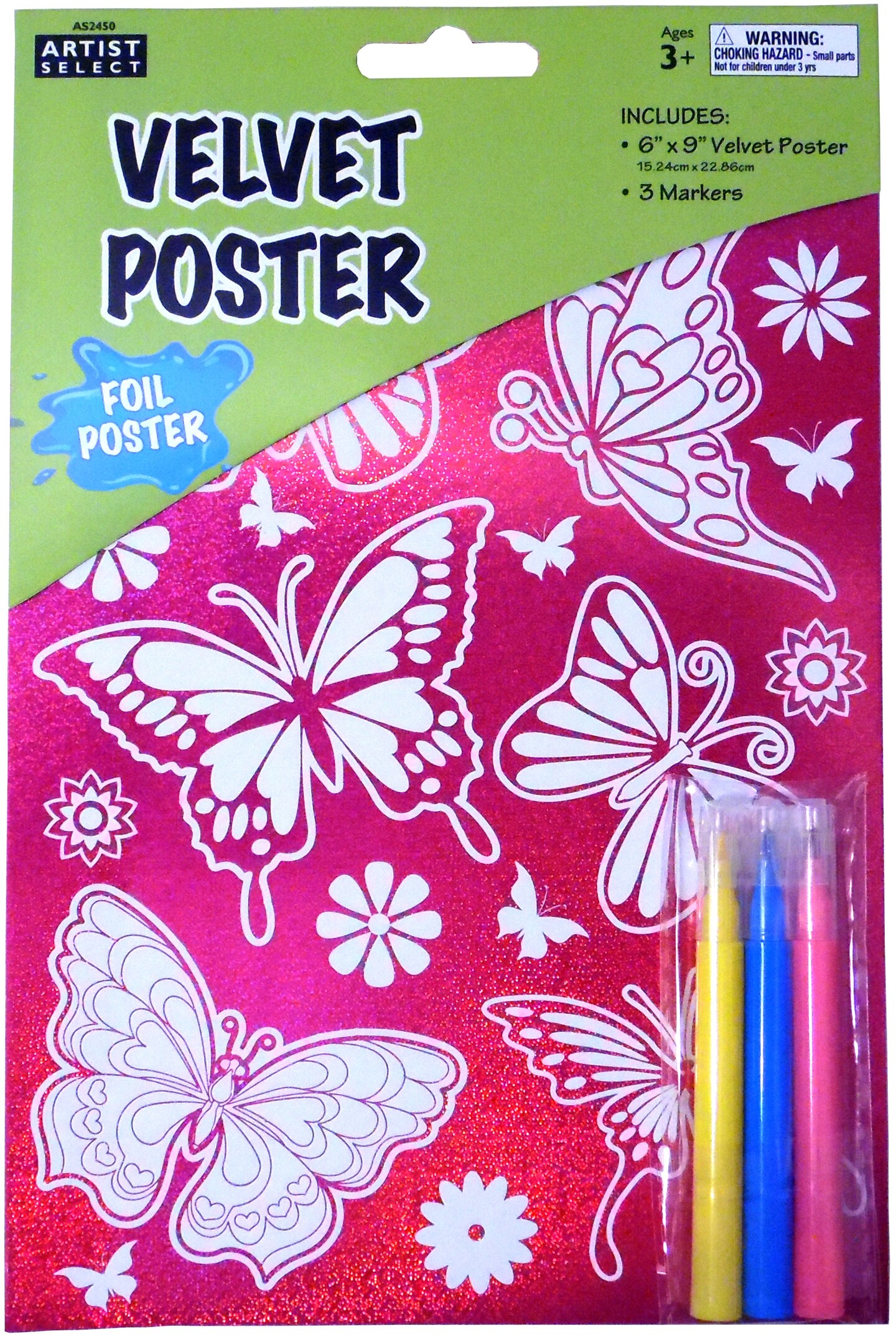 Artist Select Velvet Art Coloring Poster 6"X9"Butterflies Stencils & Forms Michaels