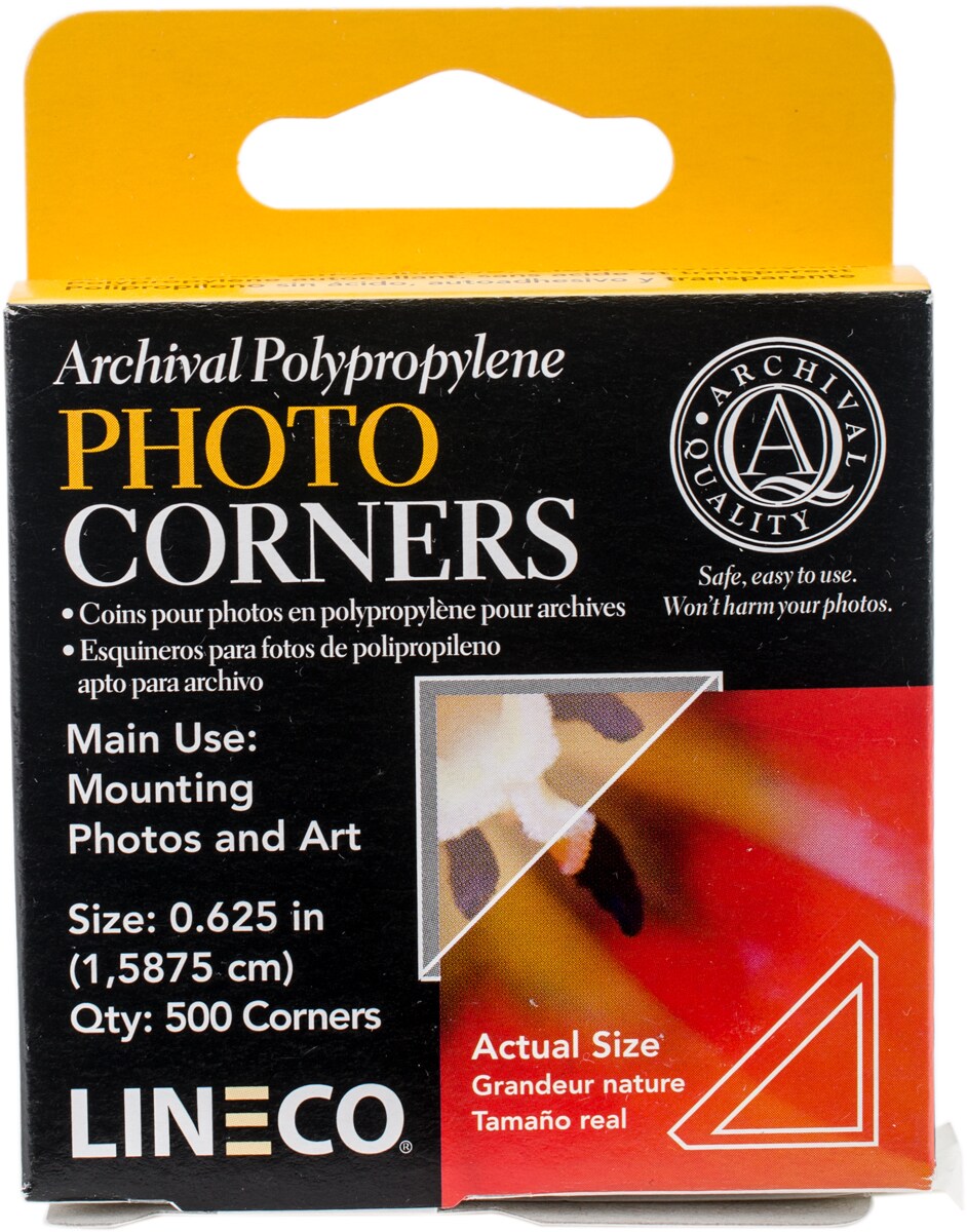 Lineco Polypropylene Photo Mounting Corners 500/PkgClear .625