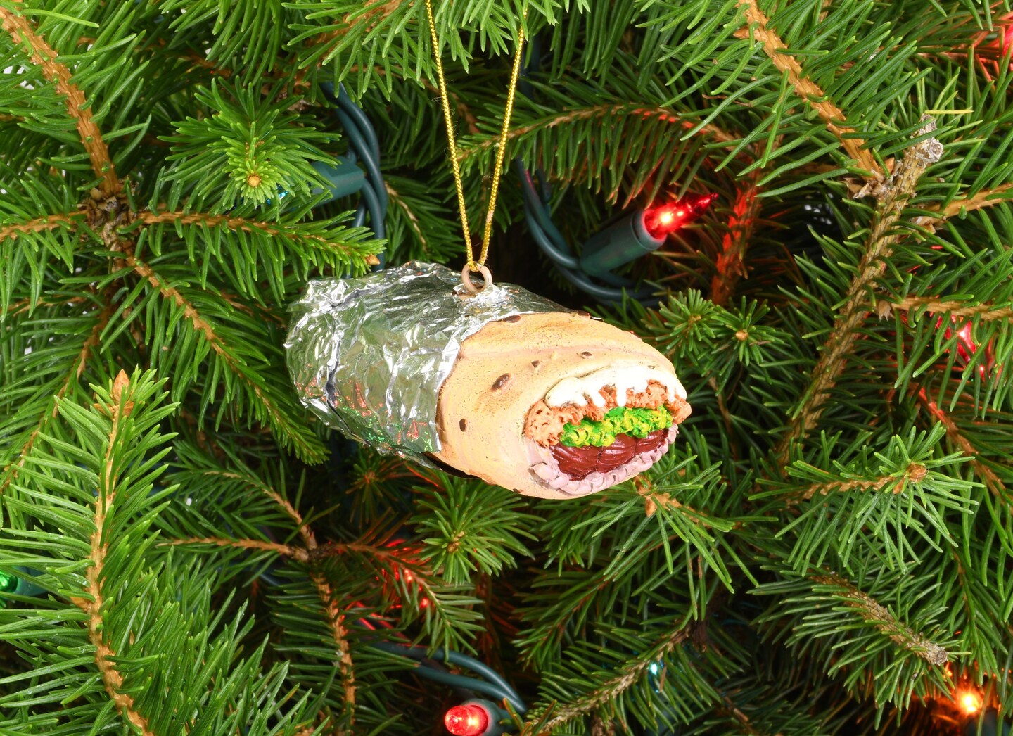 Tree Buddees Burrito Wrapped in Tin Foil Food Christmas Ornament