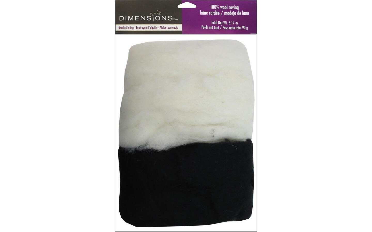Dimensions 100% Wool Roving 3.17oz White/Black
