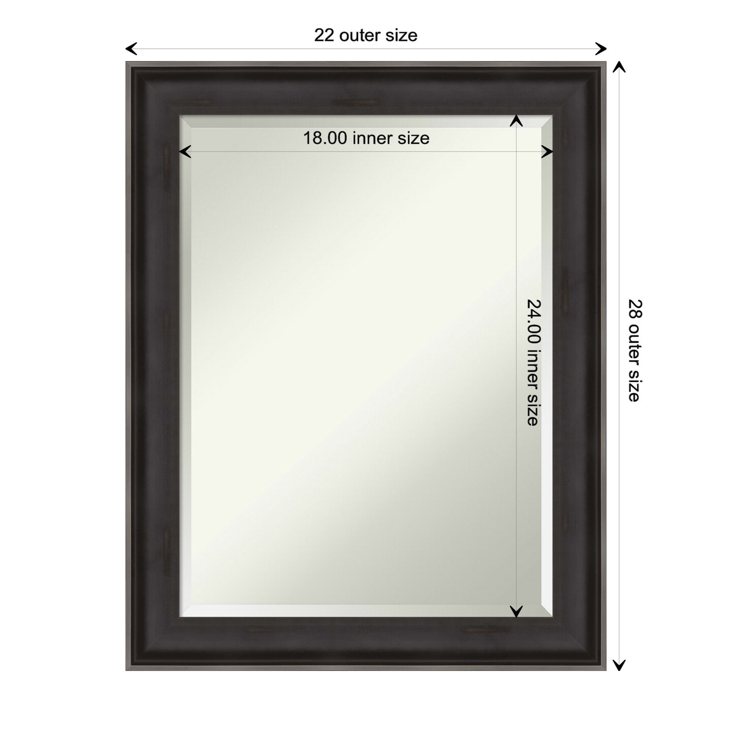 Beveled Wood Bathroom Wall Mirror, Allure Charcoal Frame