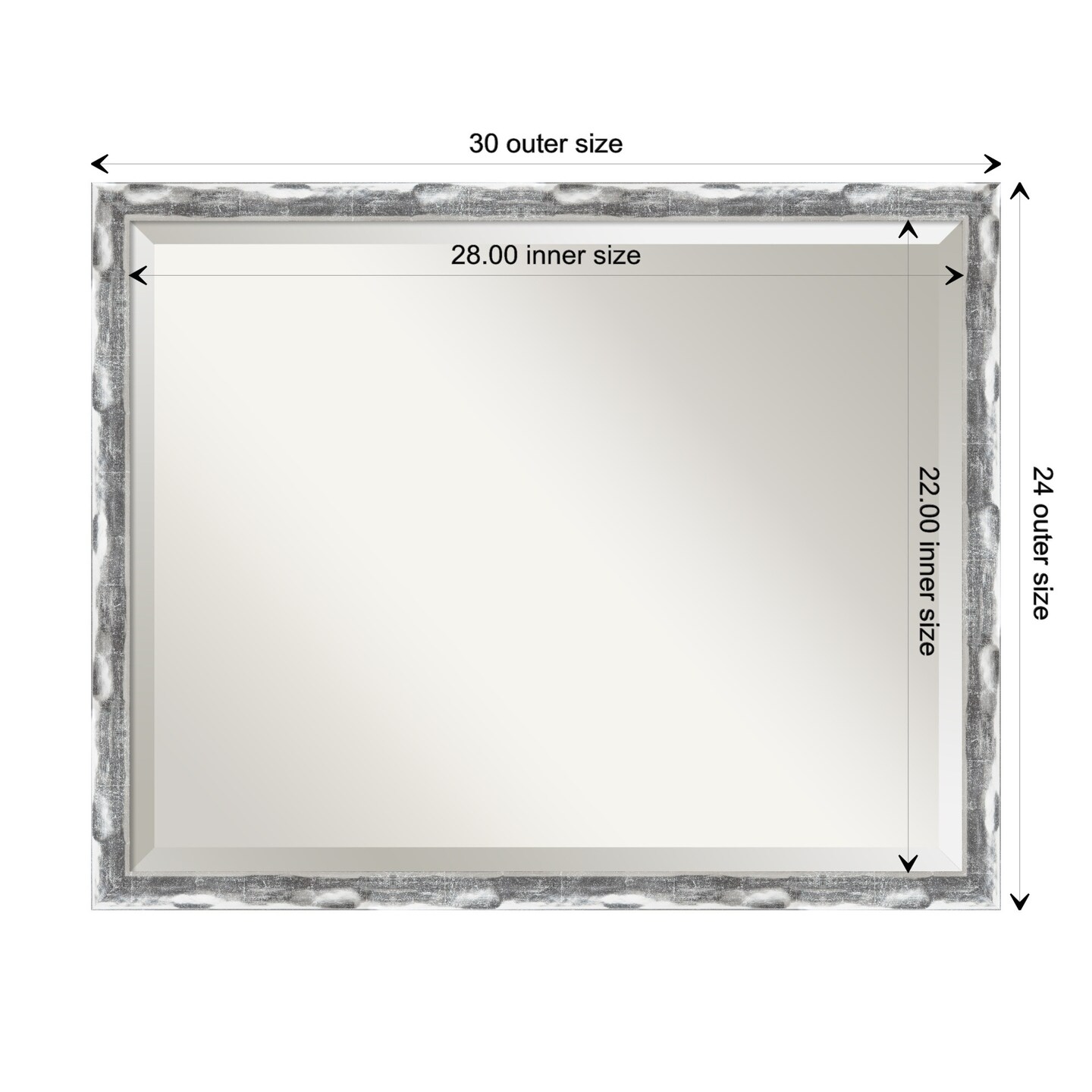 Beveled Bathroom Wall Mirror, Scratched Wave Chrome Frame