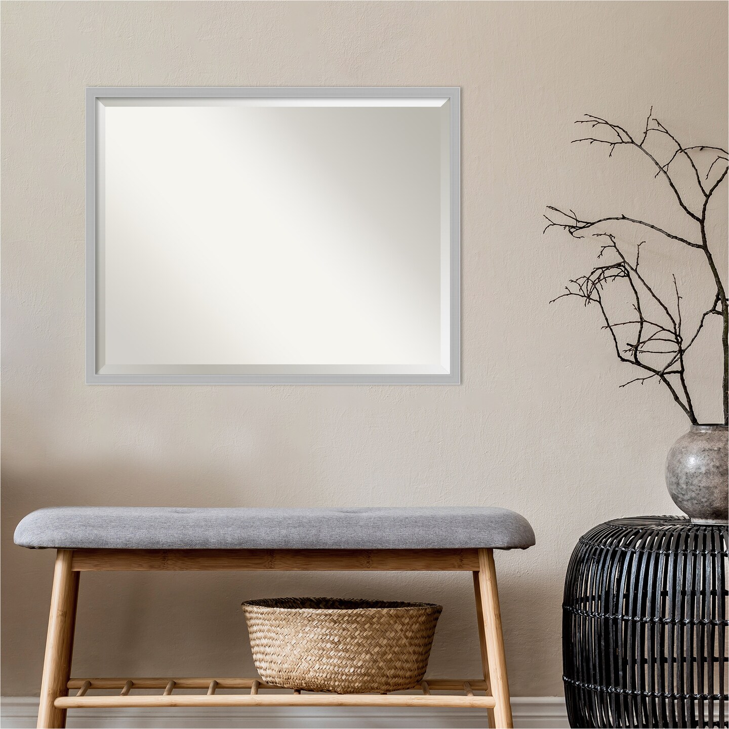 Beveled Bathroom Wall Mirror, Hera Chrome Frame