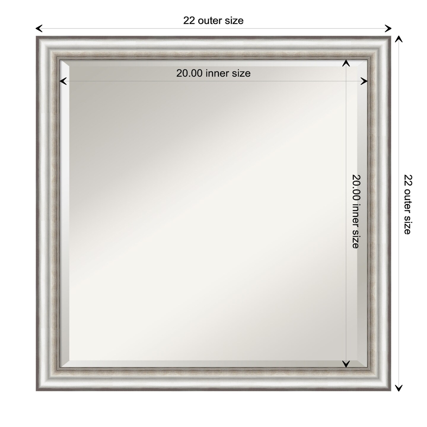 Beveled Bathroom Wall Mirror, Salon Silver Narrow Frame