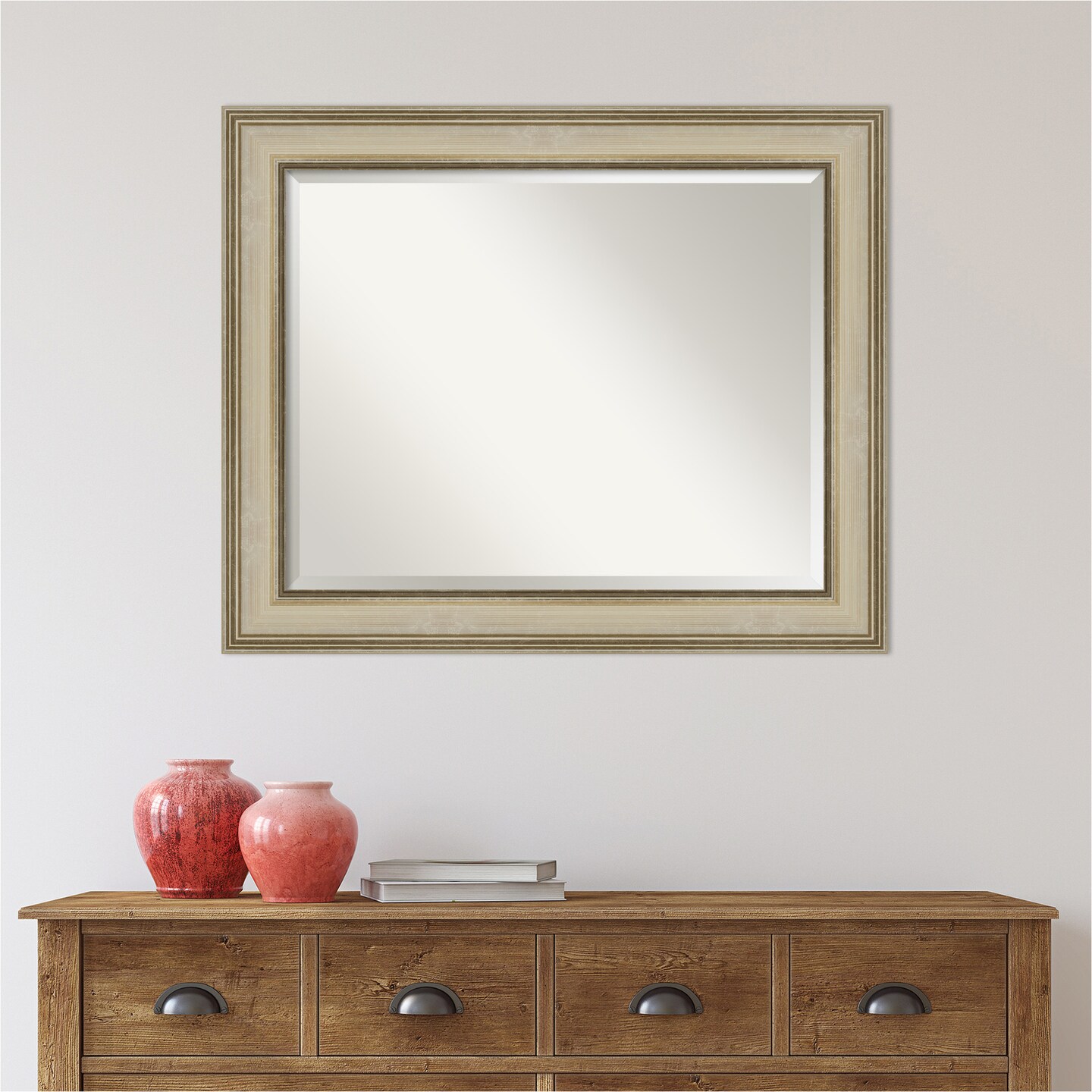 Beveled Bathroom Wall Mirror, Colonial Frame