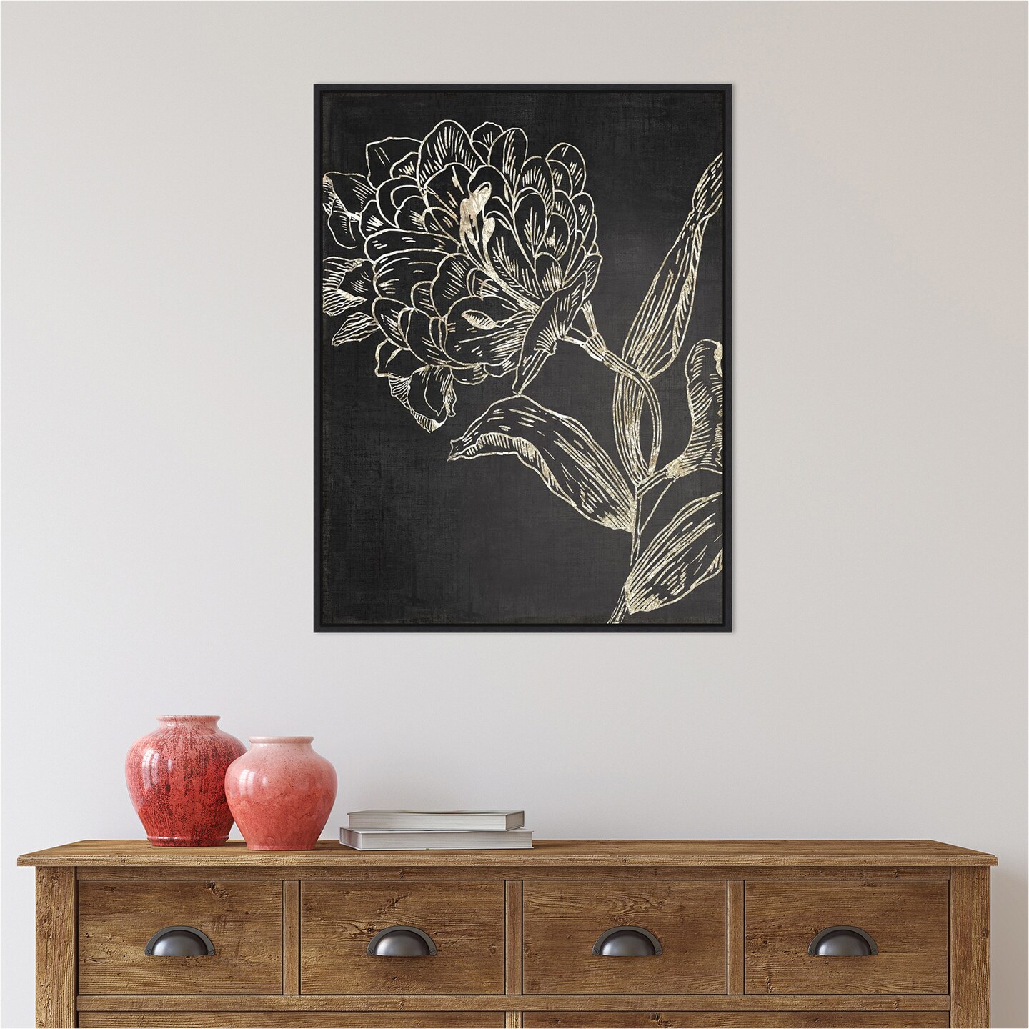 Golden Flower Folklore II by Asia Jensen Canvas Wall Art Print Framed