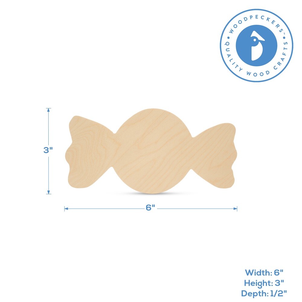 Wood Candy Cutout Ornaments, Multiple Sizes Available, DIY Christmas Tree Decor &#x26; Craft | Woodpeckers