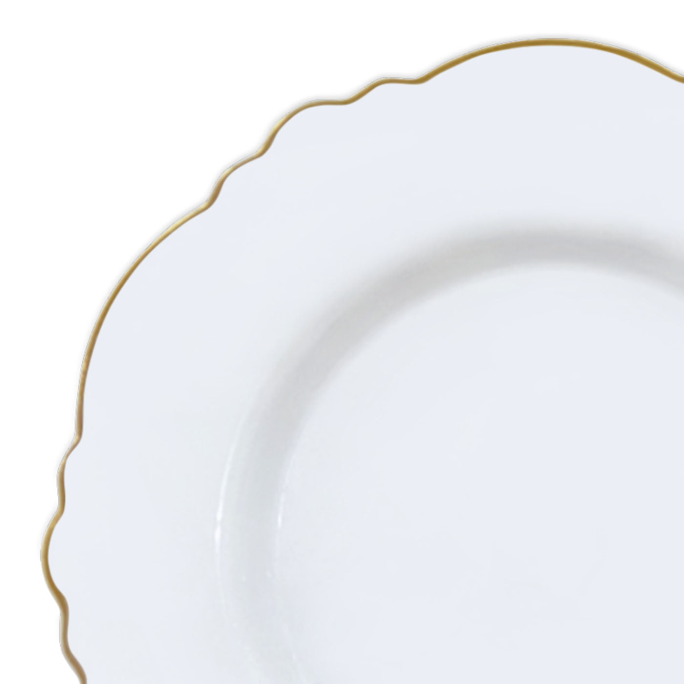 White with Gold Rim Round Blossom Disposable Plastic Dinner Plates - 10.25&#x22; (120 Plates)