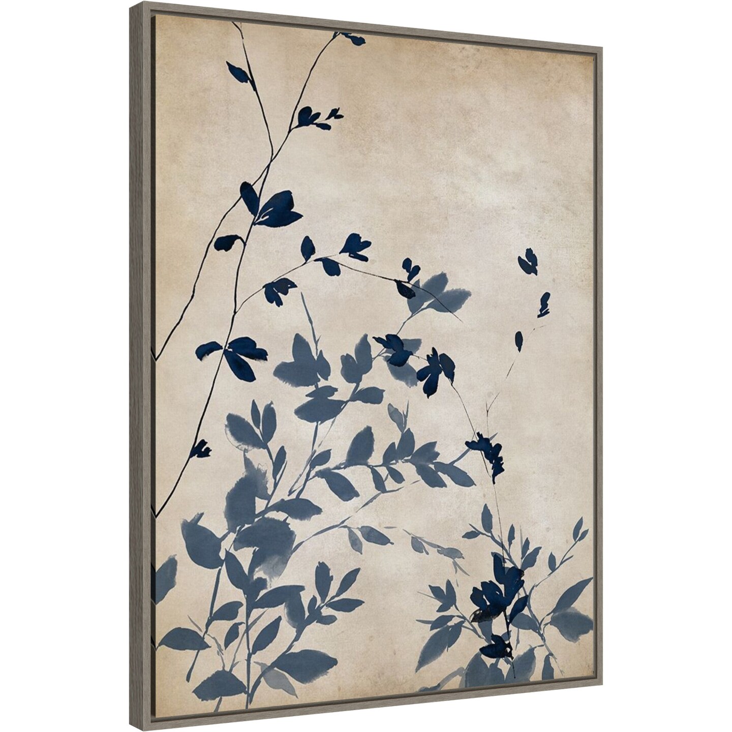 Indigo Leaves II by Isabelle Z Canvas Wall Art Print Framed