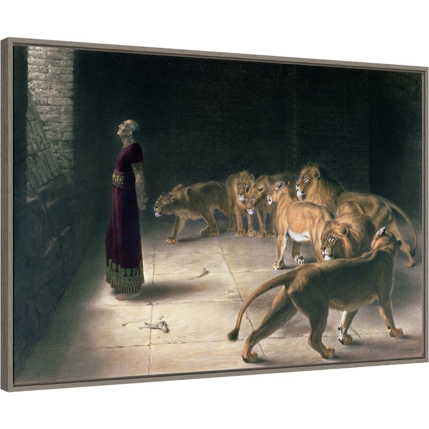 Daniel in the Lions Den 1892 by Briton Riviere Canvas Wall Art Print Framed
