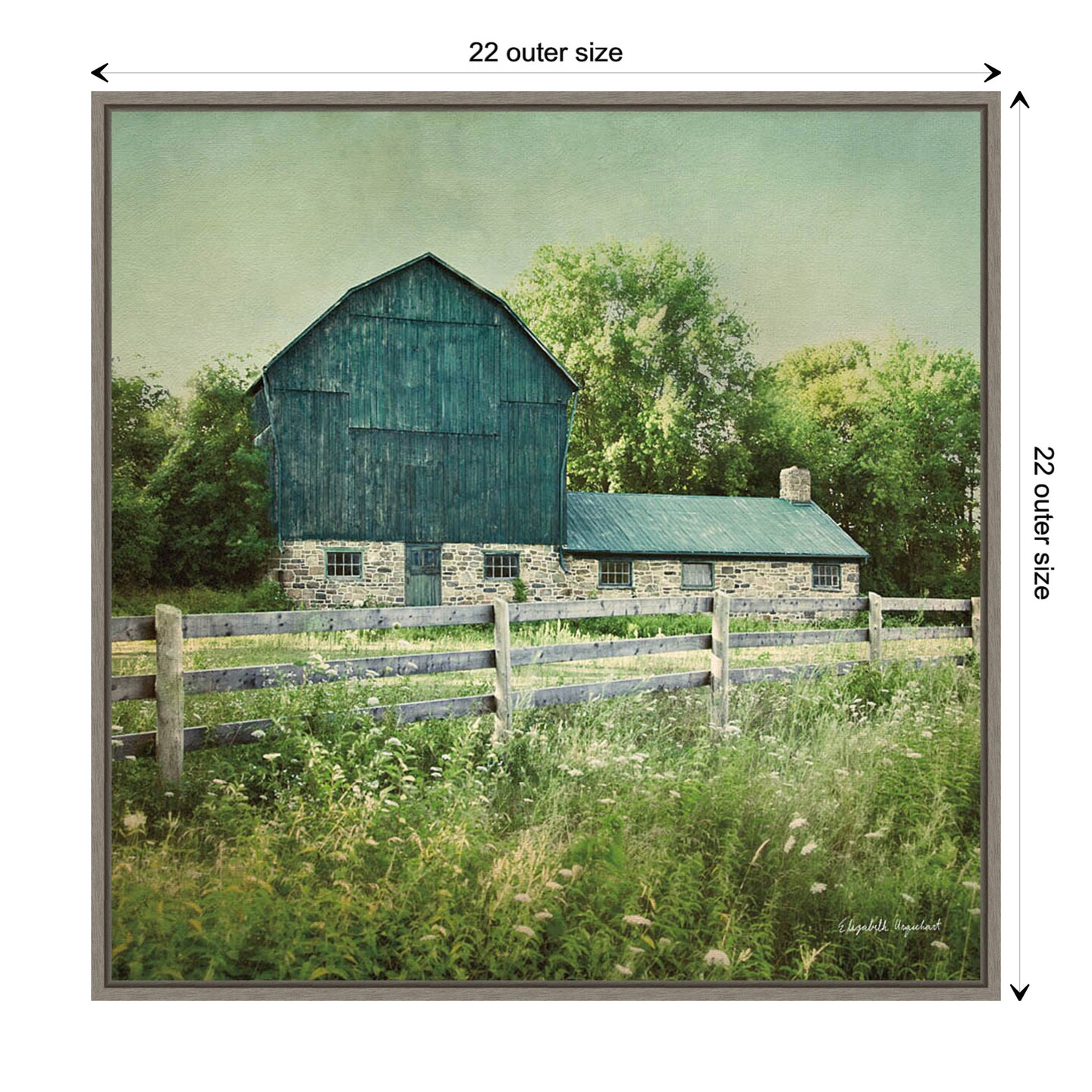Blissful Country III (Barn) by Elizabeth Urquhart Canvas Wall Art Print Framed