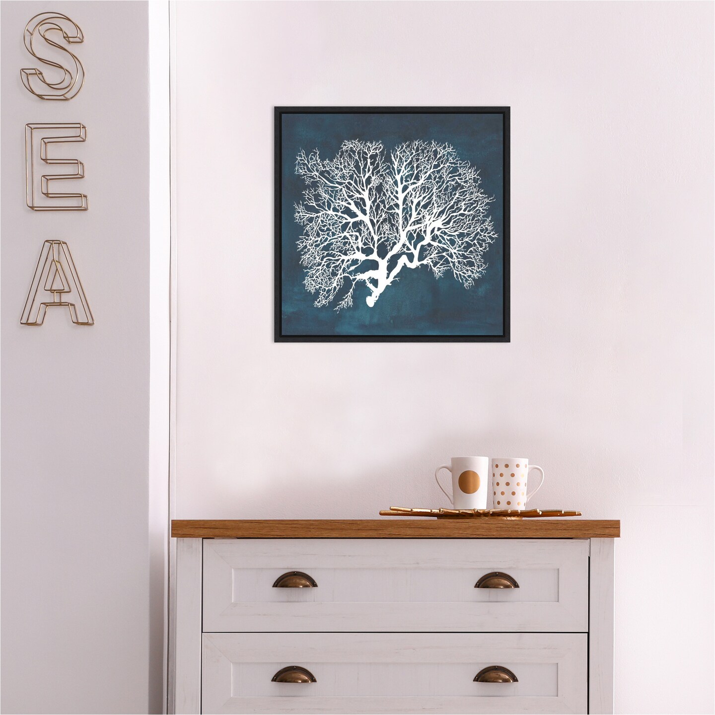 Inverse Sea Fan Coral III by Grace Popp Canvas Wall Art Print Framed