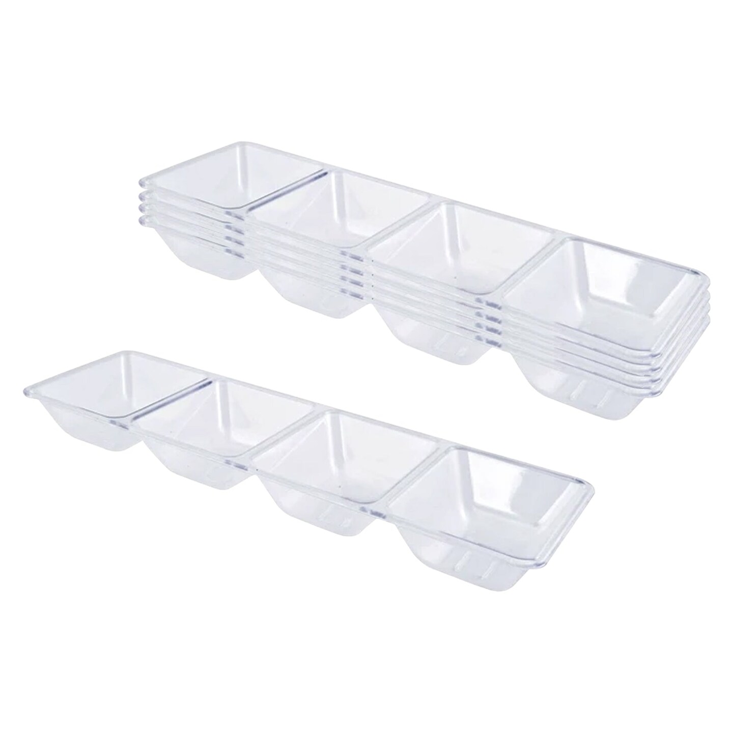 16" x 5" Clear 4Section Rectangular Disposable Plastic Trays (24 Trays