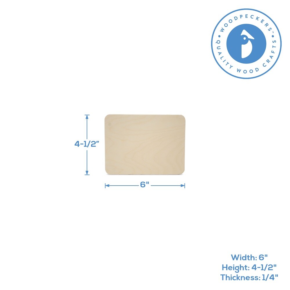 Wood Rectangle Plaque , 1/4 Thick Rounded Edged Blank Wood Sign | Woodpeckers