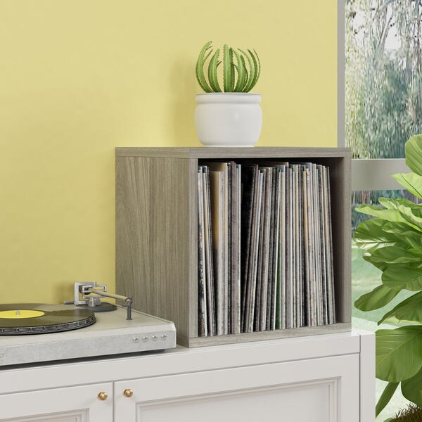 Dylan Single Cube Vinyl Record Storage, Aspen Grey