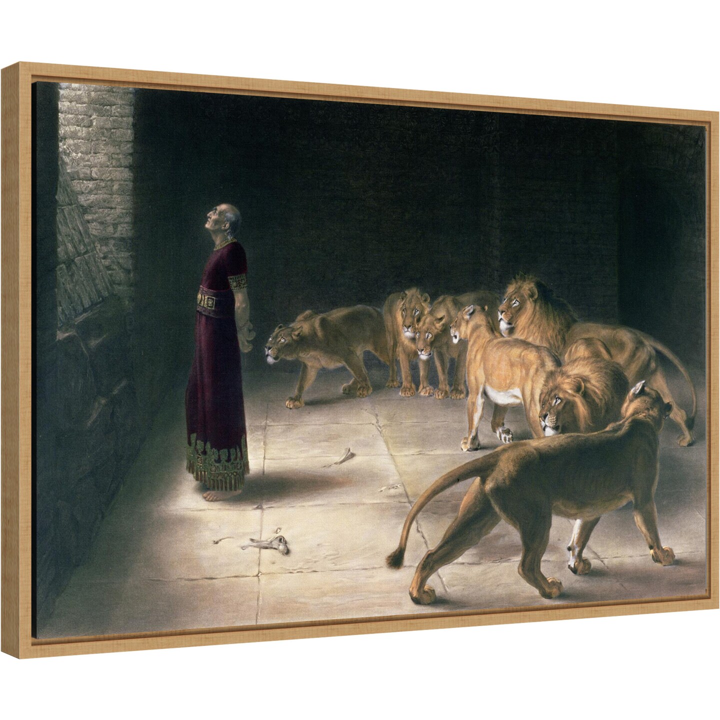 Daniel in the Lions Den 1892 by Briton Riviere Canvas Wall Art Print Framed