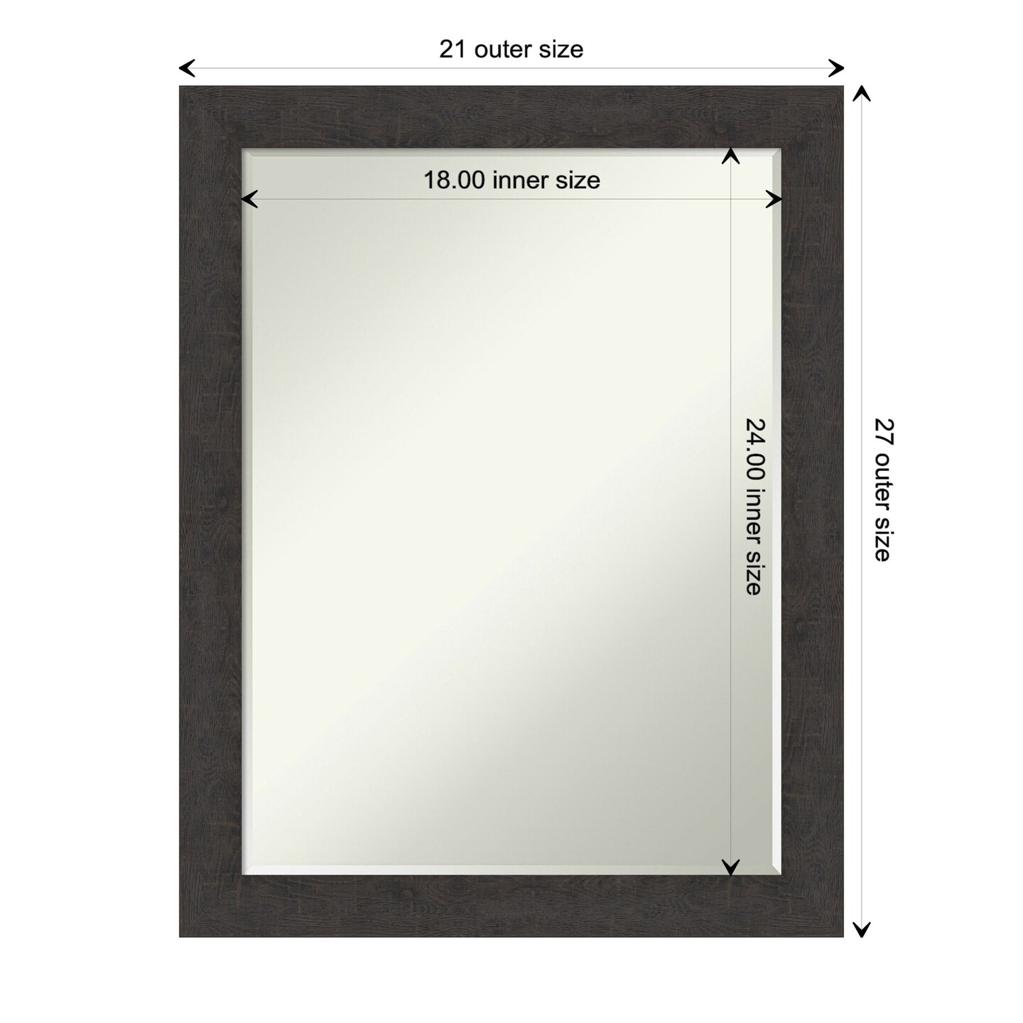 Petite Bevel Wall Mirror, Rustic Narrow Frame