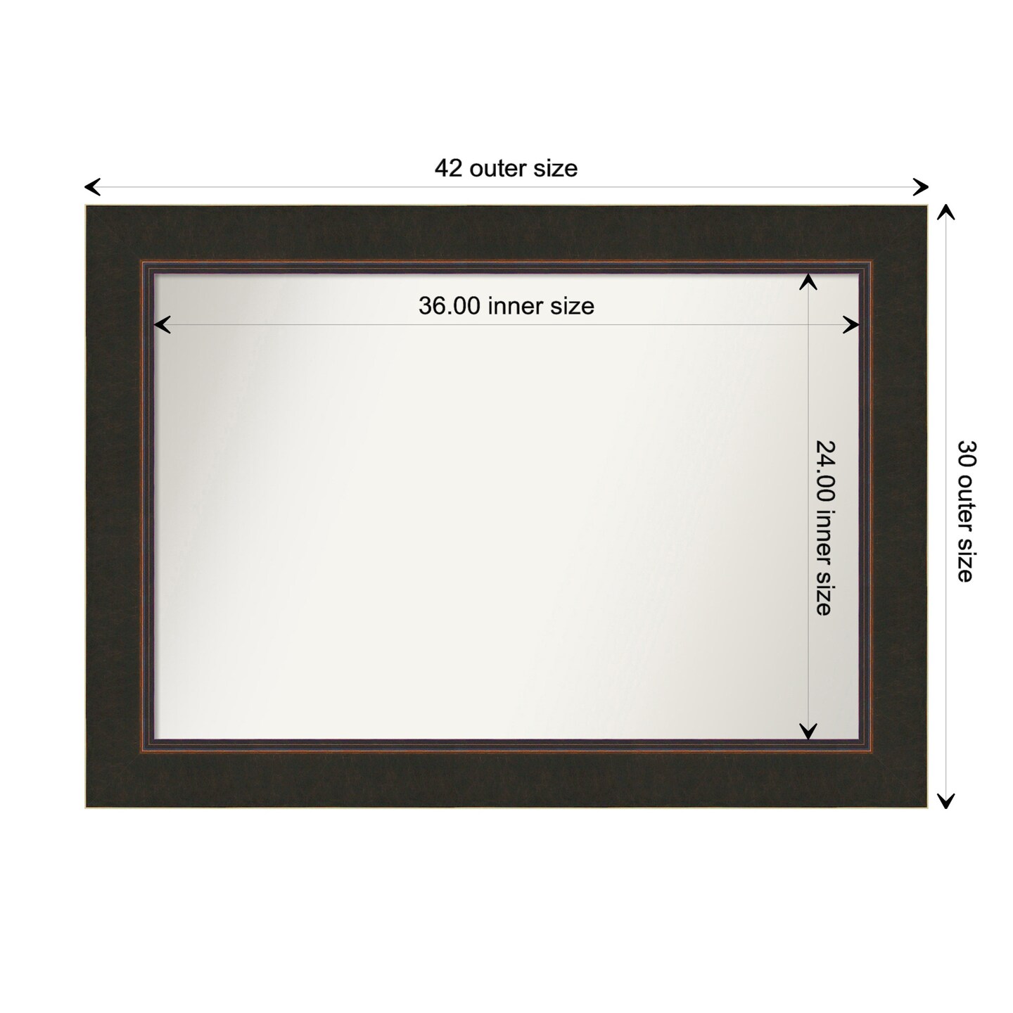 Amanti Art Non-Beveled Wood Wall Mirror, Milano Bronze Frame
