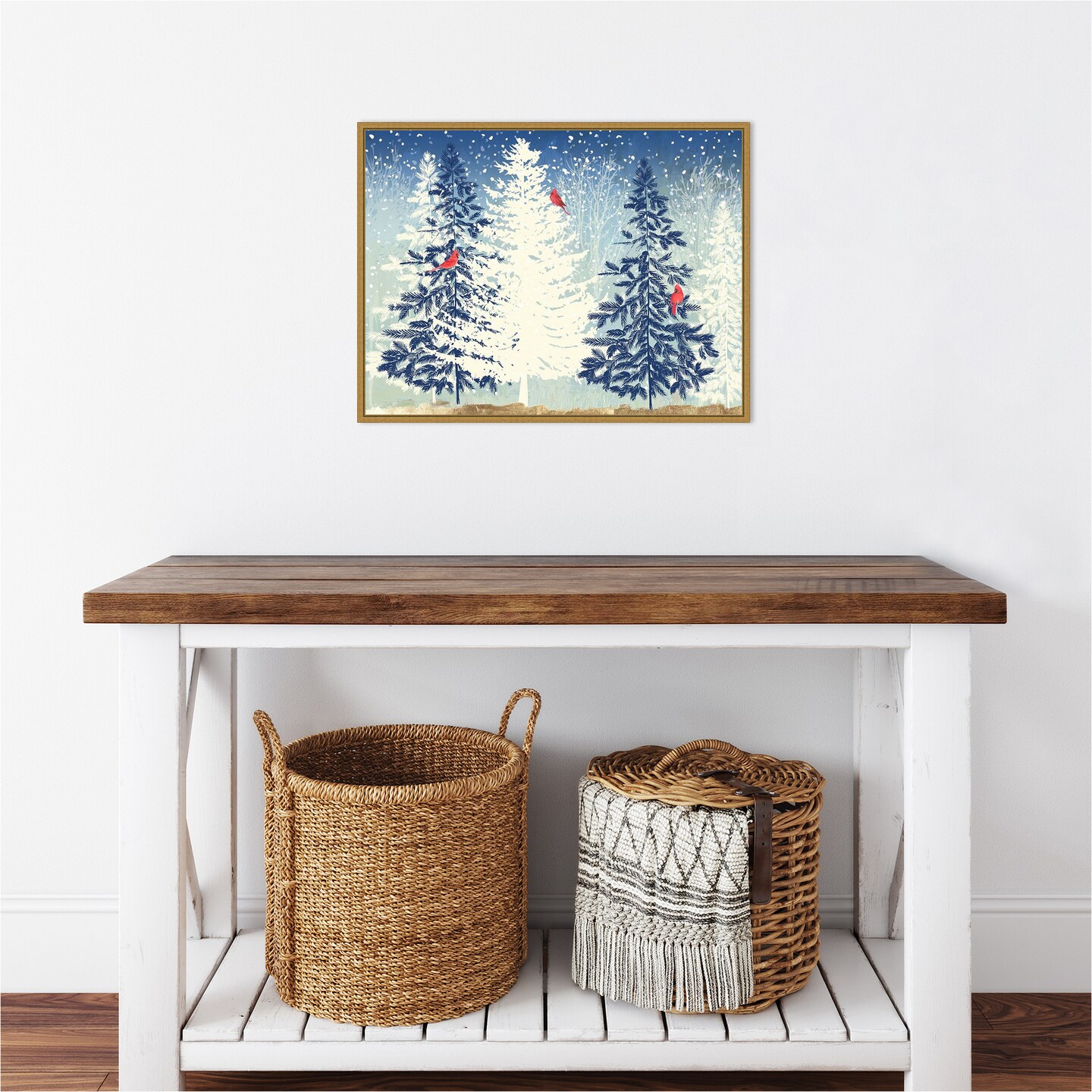 Snowy Christmas Trees by PI Studio Canvas Wall Art Print Framed
