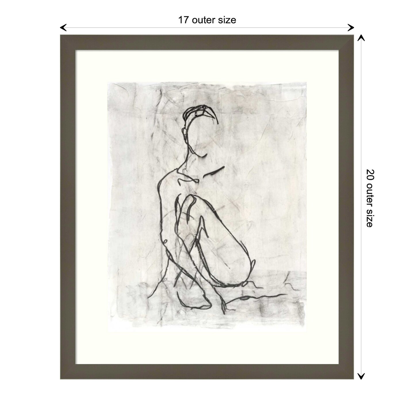 Embellished Nude Contour Sketch II by Ethan Harper Wood Framed Wall Art Print
