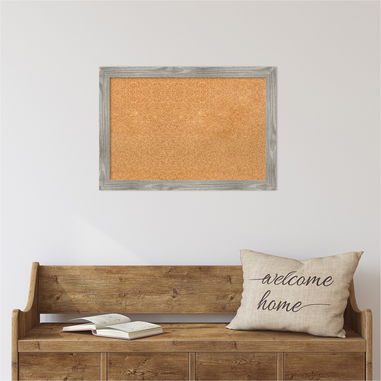 Cork Board, Dove Greywash Square Frame - Bulletin Board, Organization Board, Pin Board