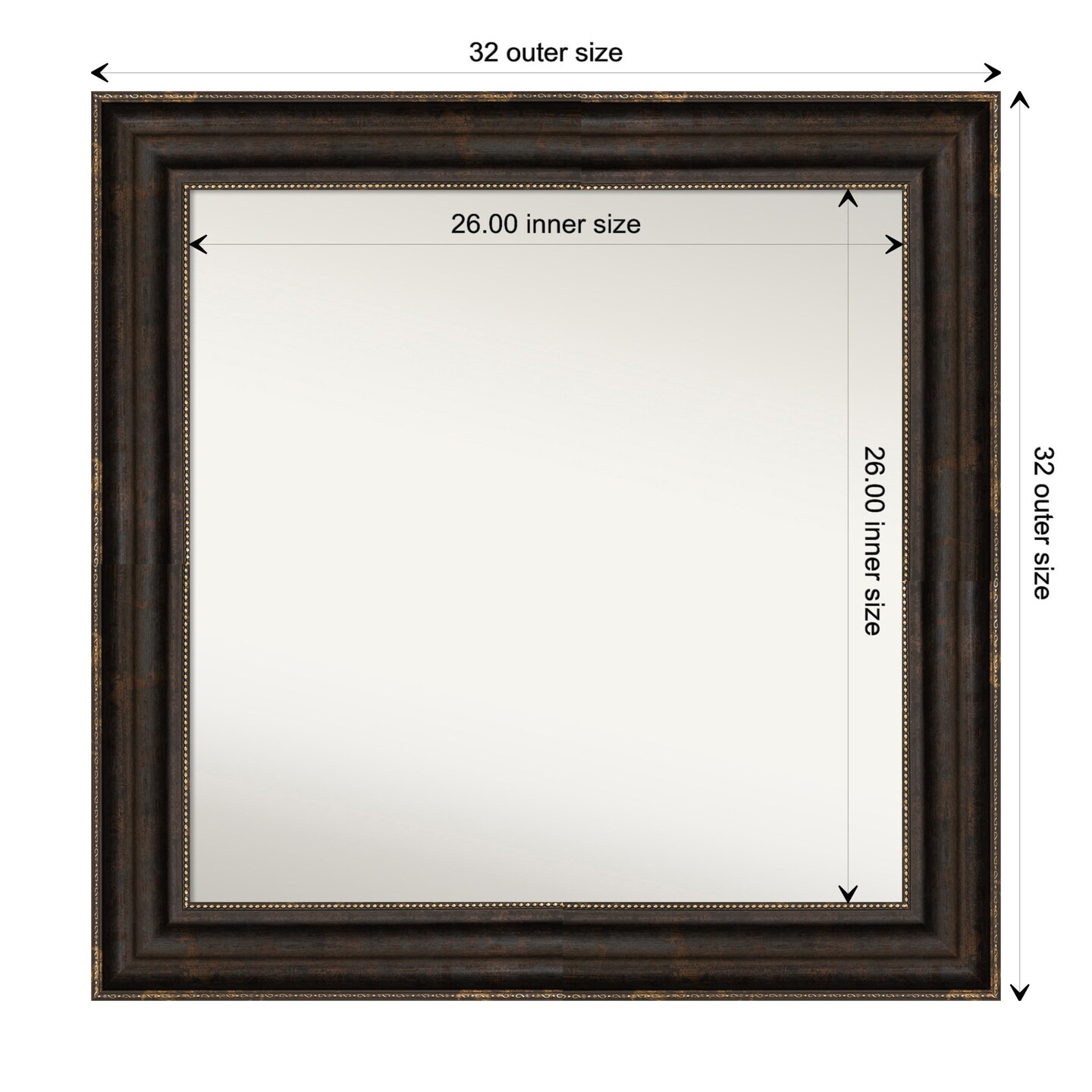 Amanti Art Non-Beveled Wall Mirror, Stately Bronze Frame