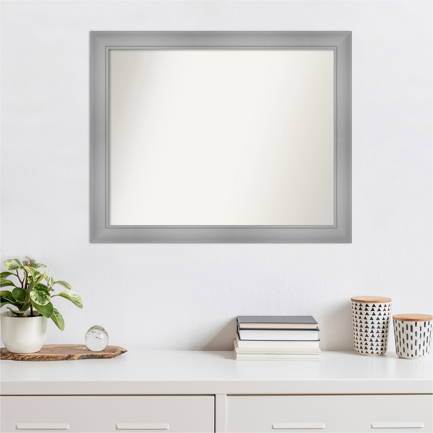Amanti Art Non-Beveled Wall Mirror, Flair Polished Nickel Frame