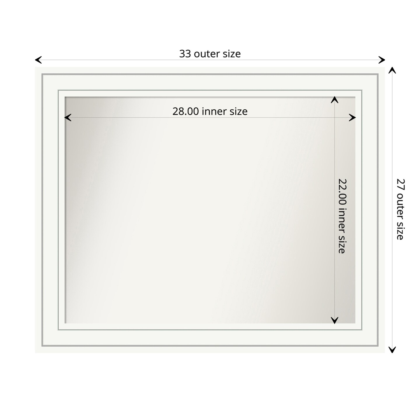 Amanti Art Non-Beveled Wood Wall Mirror, Craftsman White Frame