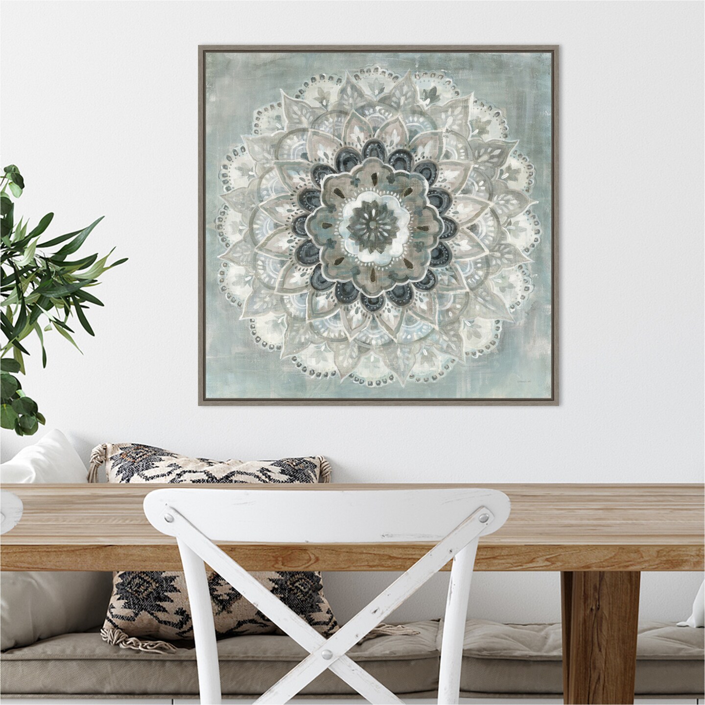 Sunburst Neutral (Mandala) by Danhui Nai Canvas Wall Art Print Framed ...