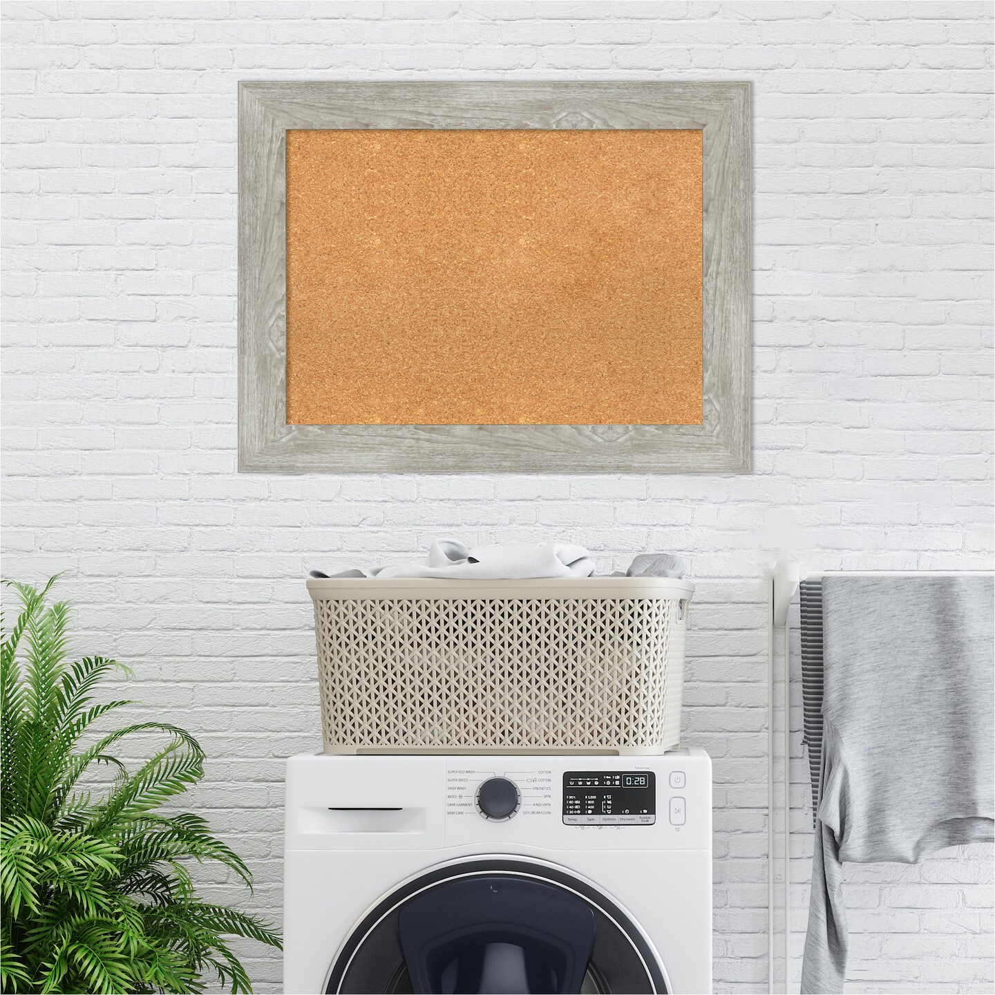 Cork Board, Dove Greywash Frame - Bulletin Board, Organization Board, Pin Board