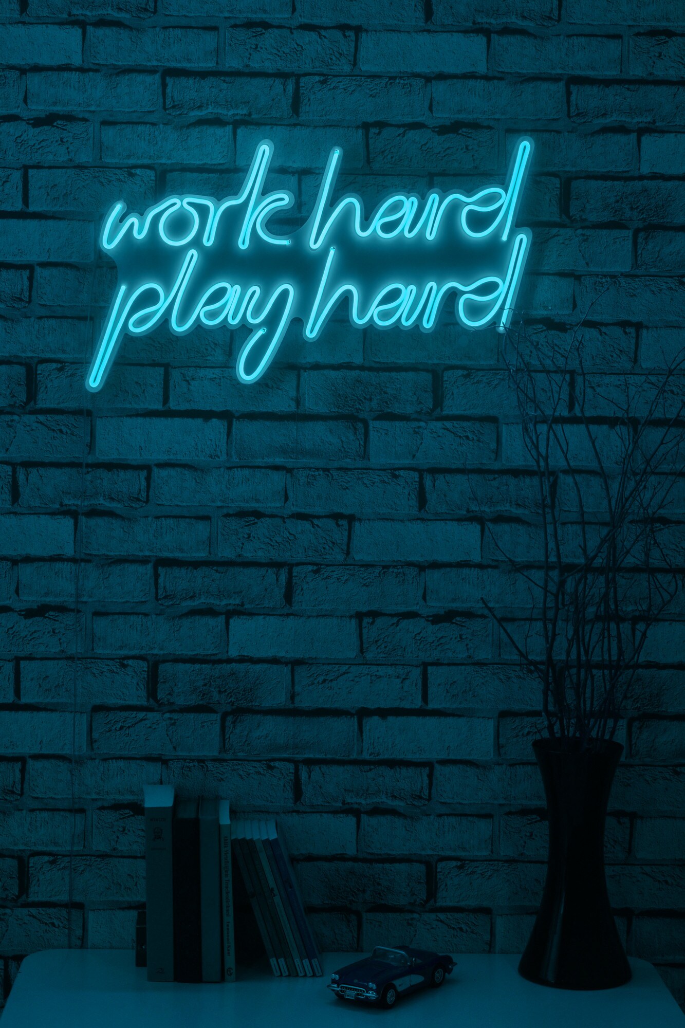 21.7&#x22; Novelty Work Hard Play Hard Led Neon Sign Wall D&#xE9;cor - Blue