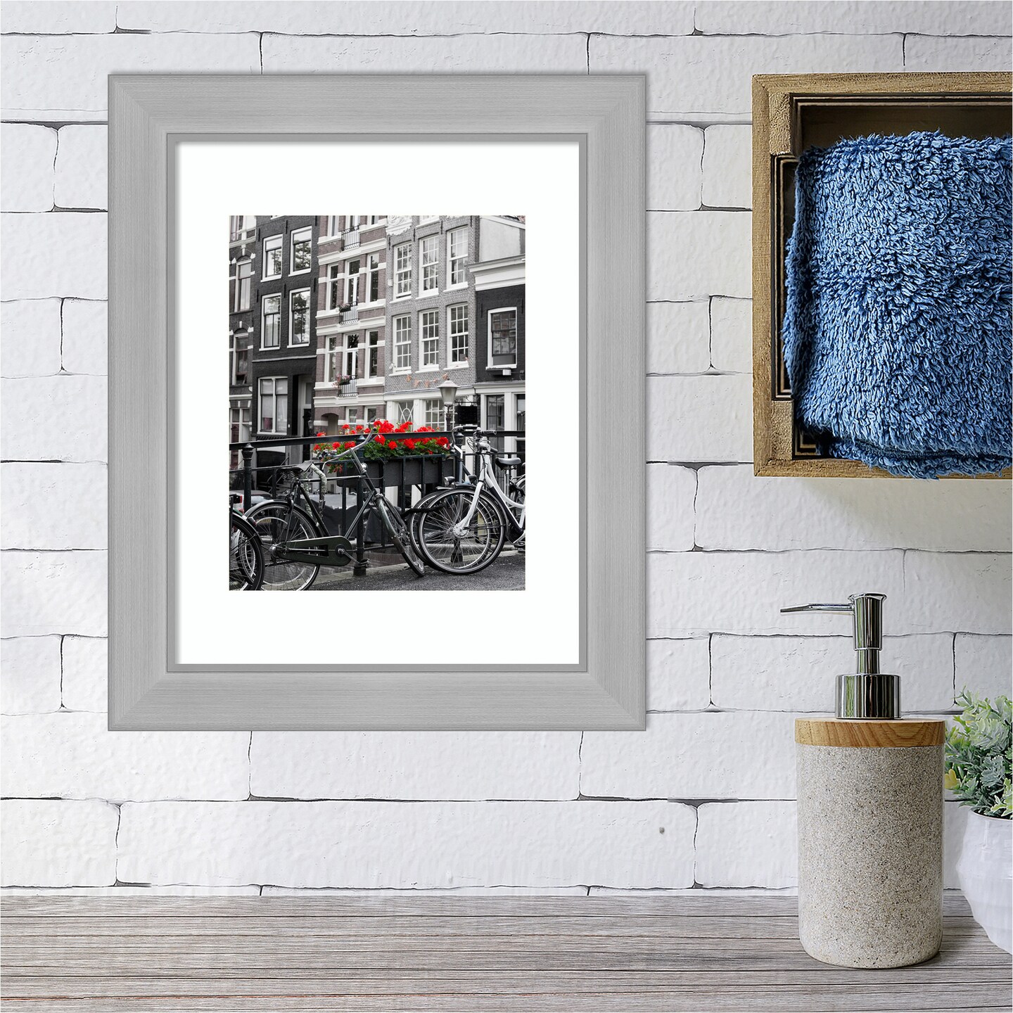 Amanti Art Vista Brushed Nickel Narrow Picture Frame