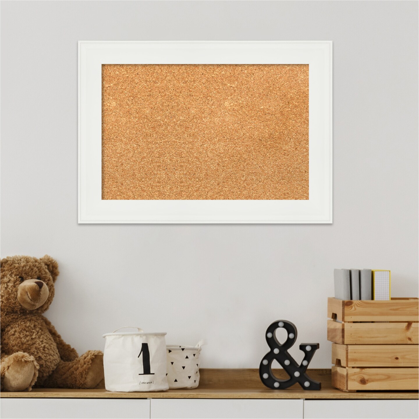 Cork Board, Vanity White Narrow Frame - Bulletin Board, Organization Board, Pin Board