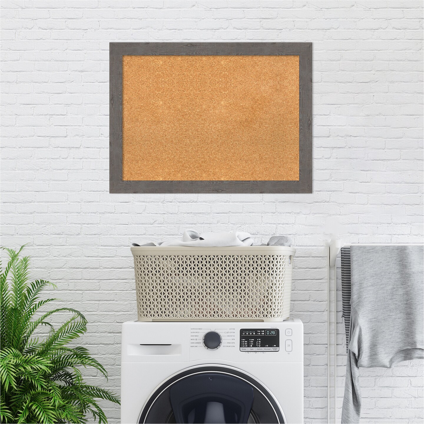 Cork Board, Rustic Plank Grey Narrow Frame - Bulletin Board, Organization Board, Pin Board