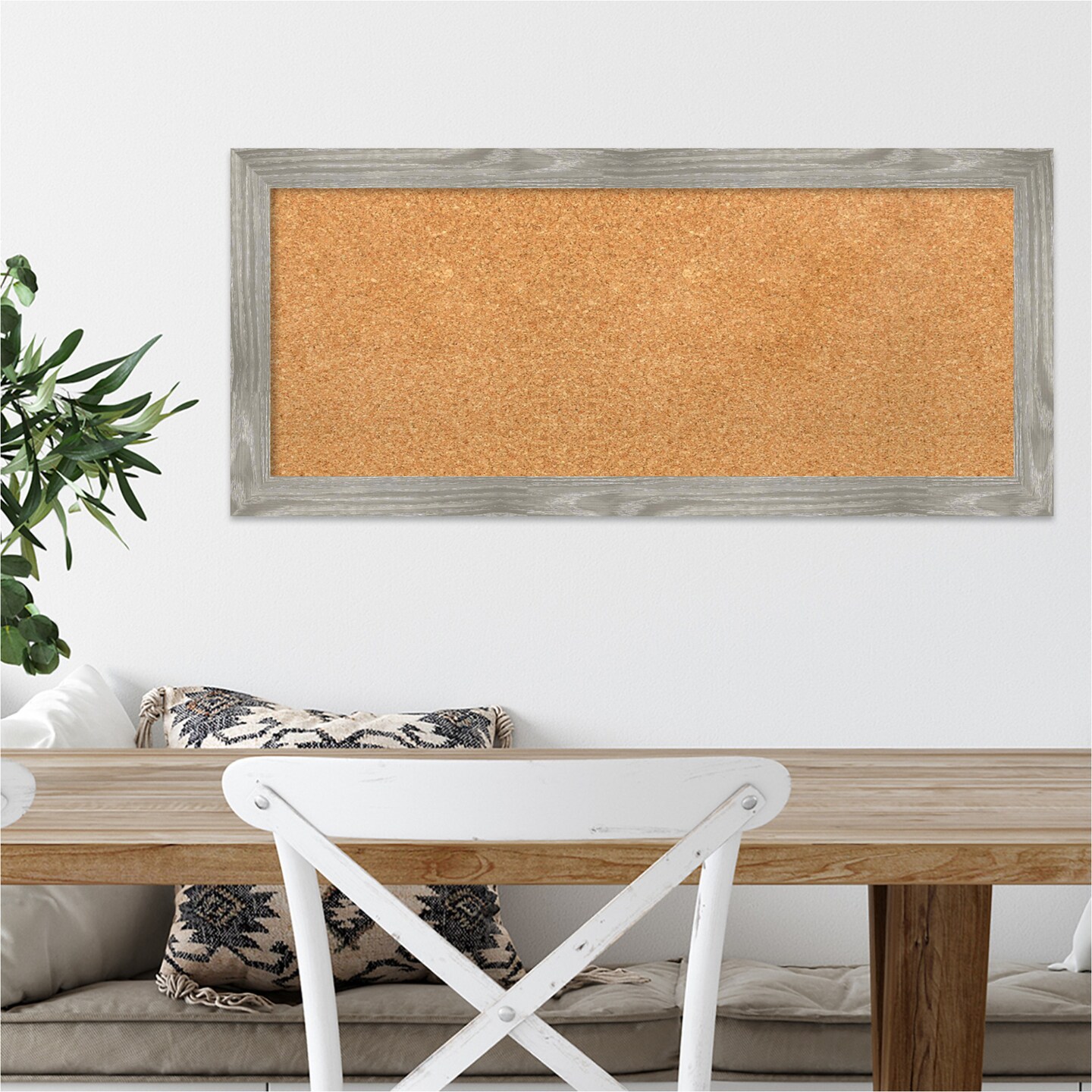 Cork Board, Dove Greywash Square Frame - Bulletin Board, Organization Board, Pin Board