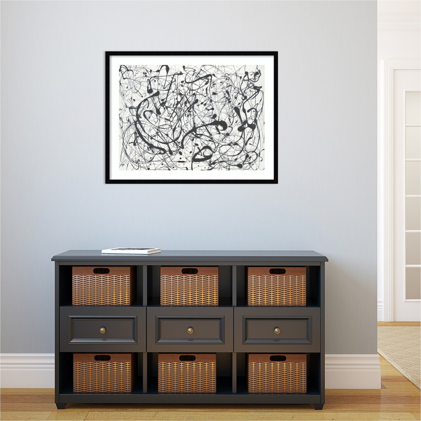 Number 14:Gray by Jackson Pollock Wood Framed Wall Art Print