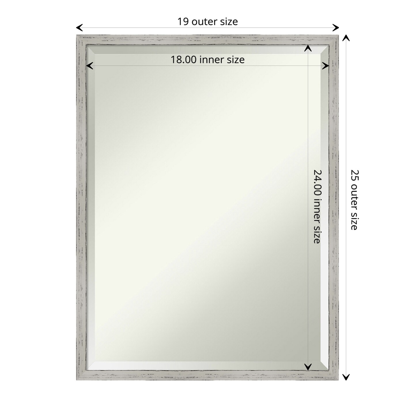 Beveled Wood Bathroom Wall Mirror, Shiplap White Narrow Frame