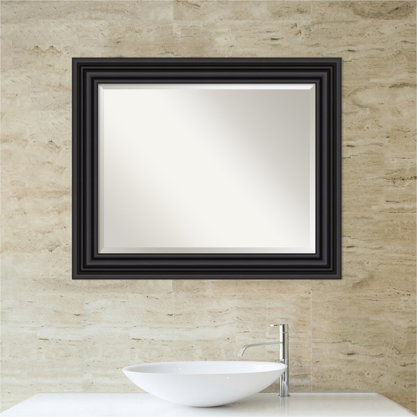 Beveled Bathroom Wall Mirror, Colonial Frame