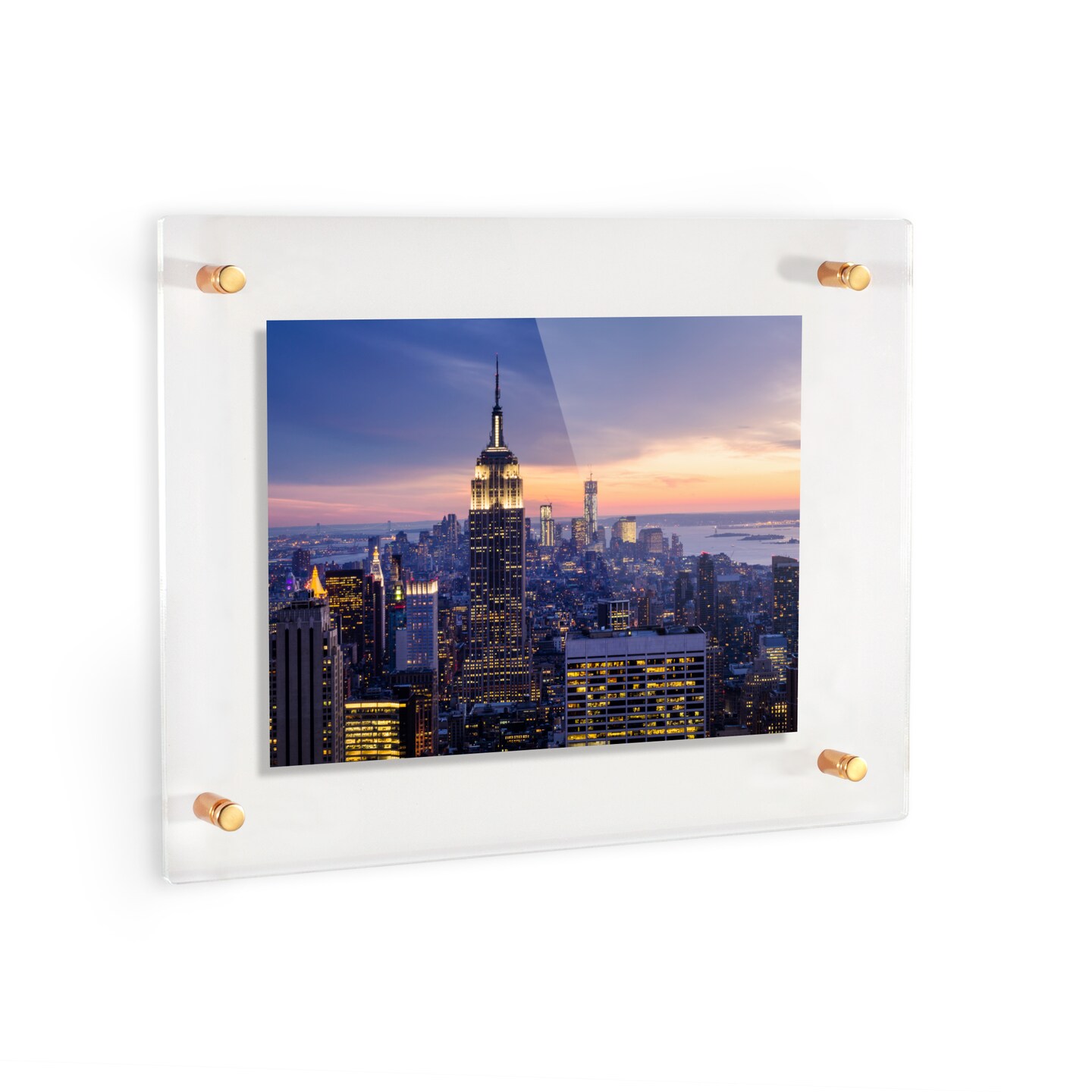 ArtToFrames 12x24 inches Floating Acrylic Frame (Full Frame is 16x28) with Choice of Chrome, Gold, Satin, White or Black Standoff Hardware