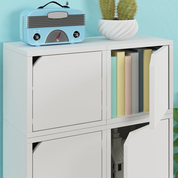 Stack Cube with Door, White