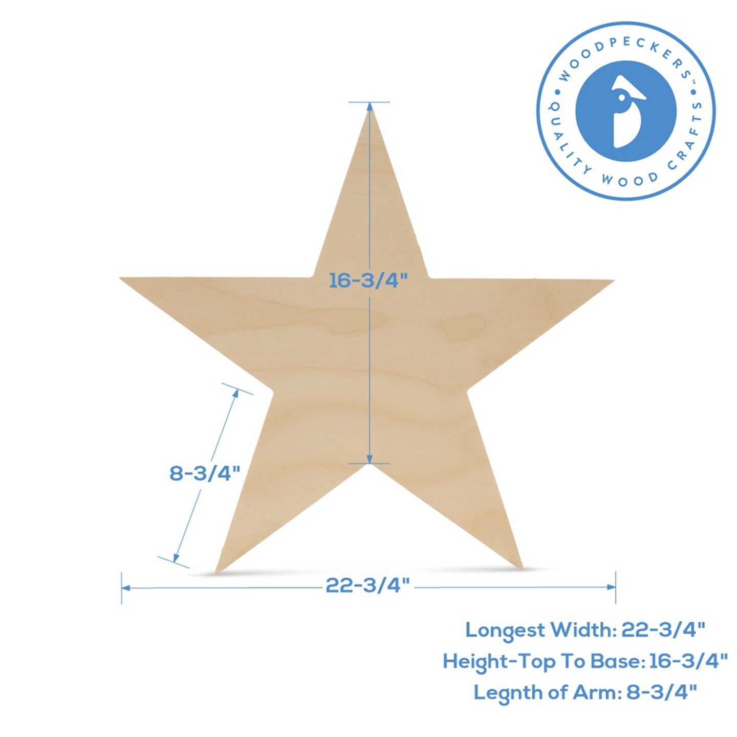 Wooden Star Cutout, Multiple Sizes Available, Unfinished, July 4 & Year Round Crafts | Woodpeckers